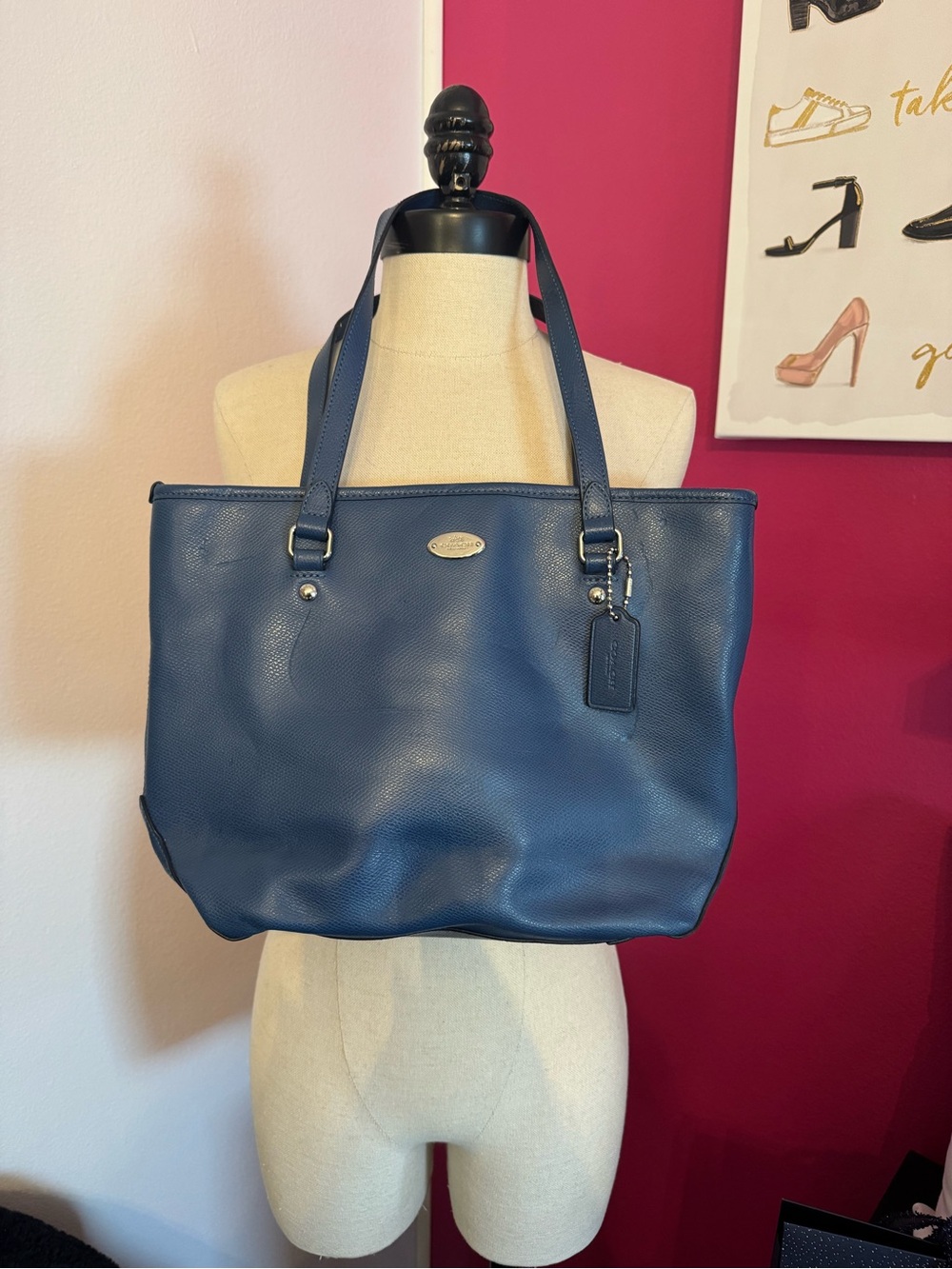 Blue Coach Crossgrain tote